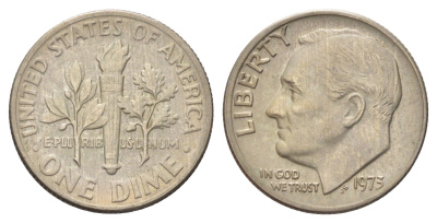 США 10 центов (дайм) 1973 Рузвельт KM 195a медь плакированная медно-никелем 4668-946