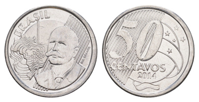 Бразилия 50 сентаво 2014 KM 651a нержавеющая сталь UNC 4642-1154