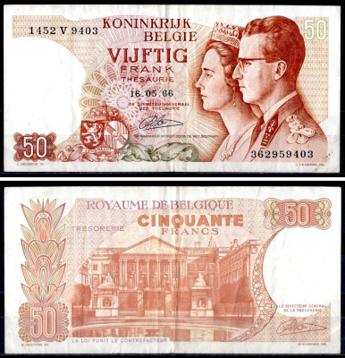 Бельгия 50 франков 1966 Pick 139 (4) бумага 6300-20-3-1