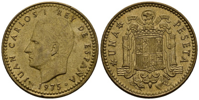 Испания 1 песета 1975 Хуан Карлос I (1975-2014) KM 806 алюминиевая бронза 4176-347