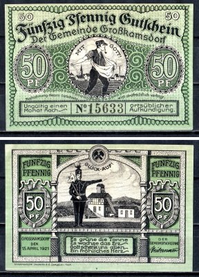 Гросхансдорф (Прусская, Саксония) 50 пфеннигов 1921 7556-71-3-1