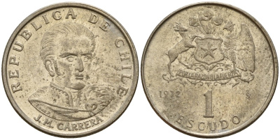 Чили 1 эскудо 1972 Хосе Мигель Каррера KM 197 медно-никель 4158-737