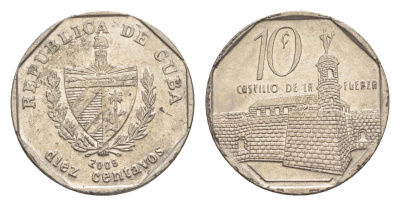 Куба 10 сентаво 2008 форт в Гаване Ла-Фуэрса KM 576.2, JMA MC20, Schoen 714 сталь плакированная никелем 4644-749