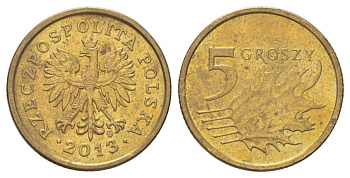 Польша 5 грошей 2013 Y 278 марганец латунь 4625-421