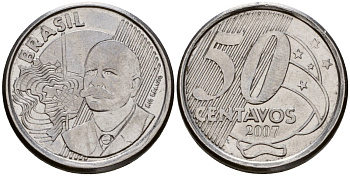 Бразилия 50 сентаво 2007 KM 651a нержавеющая сталь 216-1142