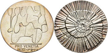Нидерланды медаль ND Венеция - сокровище ЮНЕСКО, лабиринт, в коробке диаметр 40 мм. вес 25,48 г серебро 4-5-1-8