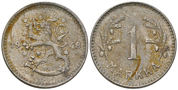 Финляндия 1 марка 1948 L KM 30b железо 4173-945