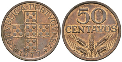 Португалия 50 сентаво 1977 KM 596 бронза 4148-354