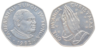 Тонга 1 паанга 1982 Рождество, тираж 5.000 экземпляров KM 77 медно-никель BU 4178-921