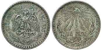 Мексика 1 песо 1922 KM 455 серебро 4179-312