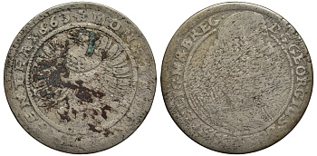 Силезия-Легница-Бжег 15 крейцеров 1663 Георг III (1639-1664) серебро 413-1322