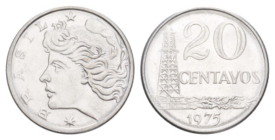 Бразилия 20 сентаво 1975 KM 579.1a нержавеющая сталь UNC 4642-1043