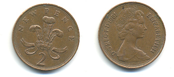 Великобритания 2 пенса 1981 Елизавета II (1952-2022) KM 916, Spink 4235 (C1) бронза 177-826