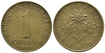 Австрия 1 шиллинг 1977 KM 2886 алюминиевая бронза 4606-931