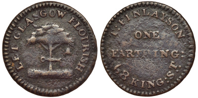 Великобритания 1 фартинг ND Шотландия - Ланаркшир - Глазко. Пусть процветает Глазко медь 441-934