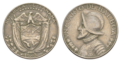 Панама 1/4 бальбоа 1980 KM 11.2a медь плакированная медно-никелем 4646-315