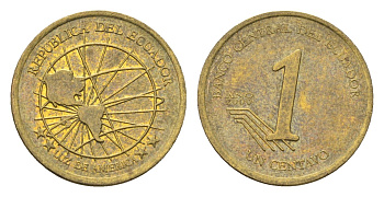 Эквадор 1 сентаво 2000 KM 104 латунь 4664-649