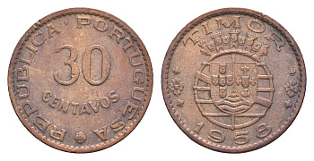 Португальский Тимор 30 сентаво 1958 год-тип KM 11 бронза 413-1311