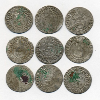 ПОЛЬША ЛОТ ИЗ 9 МОНЕТ В ПОЛТАРАК XVII век серебро M12-3-5