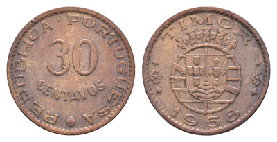 Португальский Тимор 30 сентаво 1958 год-тип KM 11 бронза 413-1311