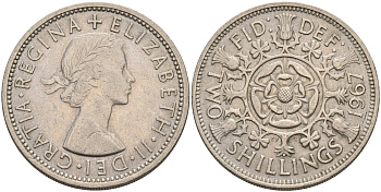 Великобритания 2 шиллинга (флорин) 1967 Елизавета II (1952-2022) KM 906, Spink 4146 медно-никель    4117-432