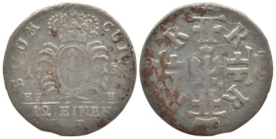 ПРУССИЯ 1/12 ТАЛЕРА 1713 HFH, МАГДЕБУРГ KM 8 серебро 186-635