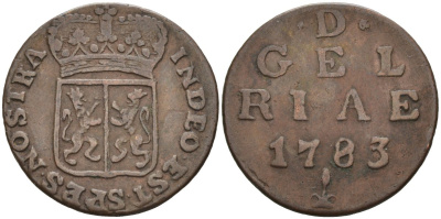 Гельдерланд (Gelderland), Нидерланды 1 дуит 1783 KM 105 медь 4525-251