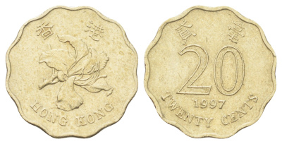 Гонконг 20 центов 1997 KM 67 никель латунь 4701-217