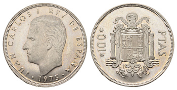 Испания 100 песет 1975 (76) год-тип, M, Хуан Карлос I (1975-2014) KM 810 медно-никель UNC 4168-524