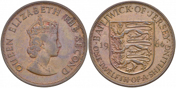 Джерси 1/12 шиллинга 1964 Елизавета II (1952-2022) KM 21 бронза 4403-1114