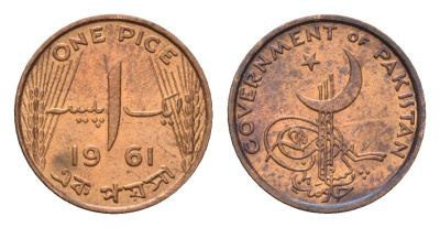 Пакистан 1 пайс 1961 год-тип KM 16 бронза UNC 4576-339