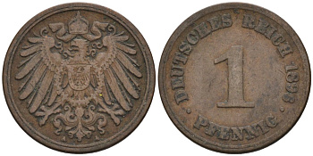 Германия 1 пфенниг 1896 A KM 10, J. 10 медь 4567-1121