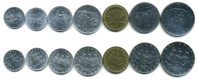 Сан-Марино годовой набор из 7 монет 1976 1, 2, 5, 10, 20, 50, 100 лир KM 51-57 UNC N4-64