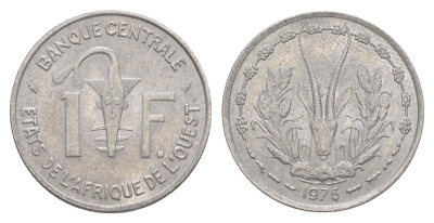 Западная Африка (BCEAO) 1 франк 1975 KM 3.1 алюминий 4646-621