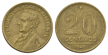 Бразилия 20 сентаво 1946 Жетулиу Варгас KM 556a алюминиевая бронза 4174-361
