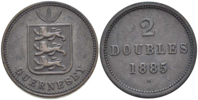 Гернси 2 дабла (дубля) 1885 H KM 9 бронза 3996-827