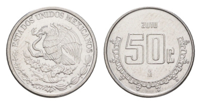 Мексика 50 сентаво 2010 Mo KM 936 нержавеющая сталь UNC 4636-512