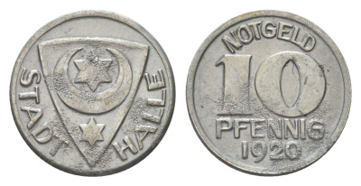 Галле-ан-дер-Заале 10 пфеннигов 1920 Funck 187.1, Men05 10324.1 железо 4708-1023
