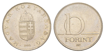 Венгрия 10 форинтов 1995 KM 695 латунь плакированная медно-никелем 4633-524