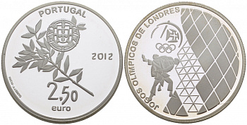 Португалия 2 1/2 евро 2012 XXX летние Олимпийские игры в Лондоне в 2012 году, борьба КМ 816 a серебро PROOF 11-041-23