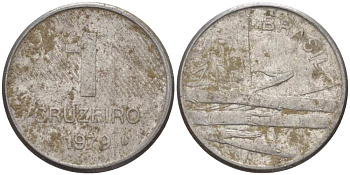 Бразилия 1 крузейро 1979 сахарный тростник KM 590 нержавеющая сталь 41-822
