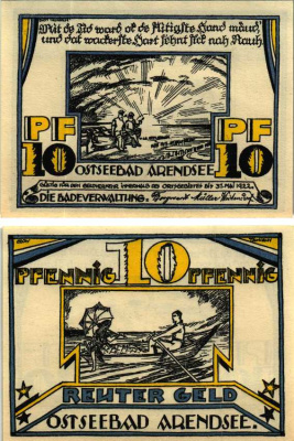 АРЕНДЗЕ 10 ПФЕННИГОВ 1922 НОТГЕЛЬД, ИЮНЬ 1922 - 31 МАЯ 1922, ЗЕМЛЯ САКСОНИЯ-АНХАЛЬТ Grabowski 41.1 бумага 6318-41-3-1