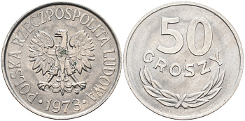 Польша 50 грошей 1973 MW, Народная Республика KM 48.1, Parchimowicz 210h алюминий aUNC 3336-415