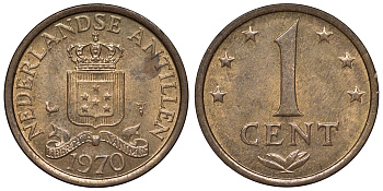 Нидерландские Антилы 1 цент 1970 Юлиана (1948-1980) KM 8 бронза UNC 4118-856