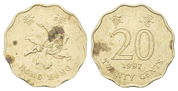 Гонконг 20 центов 1997 KM 67 никель латунь 4701-222