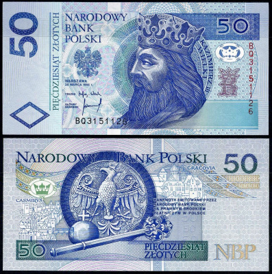 Польша 50 злотых 1994 Pick 175 бумага UNC (пресс) 451-788-1
