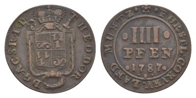 Корвей 4 пфеннига 1787 KM 171 медь 633-1244