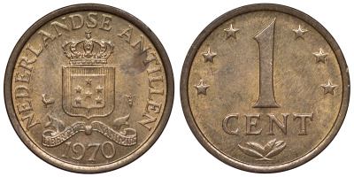 Нидерландские Антилы 1 цент 1970 Юлиана (1948-1980) KM 8 бронза UNC 4118-856