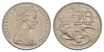 Австралия 20 центов 1981 Елизавета II (1952-2022), утконос KM 66 медно-никель 4653-1112