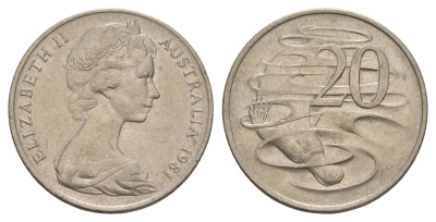 Австралия 20 центов 1981 Елизавета II (1952-2022), утконос KM 66 медно-никель 4653-1112